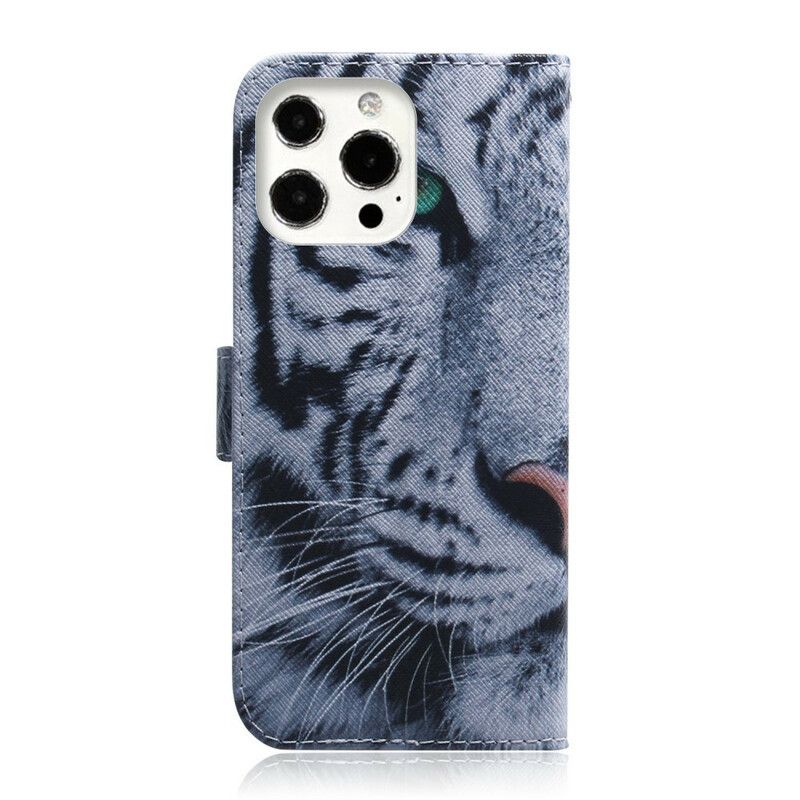 Læder Cover iPhone 13 Pro Tigeransigt