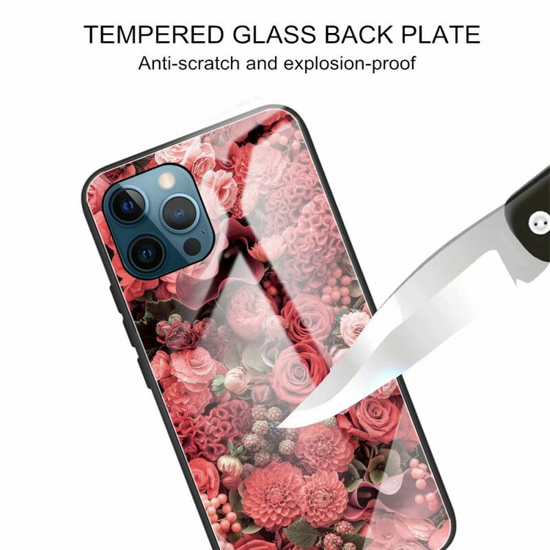 Mobilcover iPhone 13 Pro Hærdet Glas Lyserøde Blomster