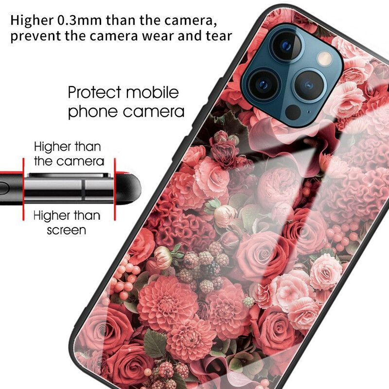 Mobilcover iPhone 13 Pro Hærdet Glas Lyserøde Blomster