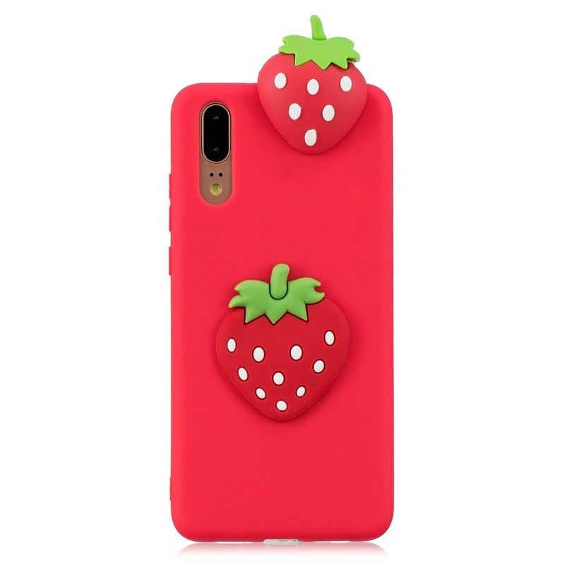 Cover Huawei P20 3d Jordbær