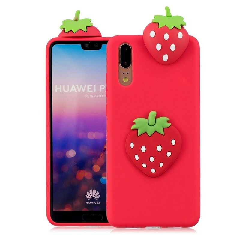 Cover Huawei P20 3d Jordbær