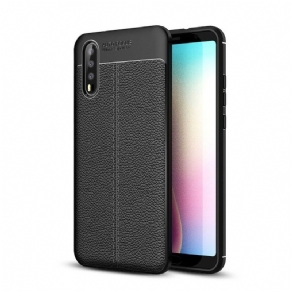 Cover Huawei P20 Dobbelt Linje Litchi Læder Effekt