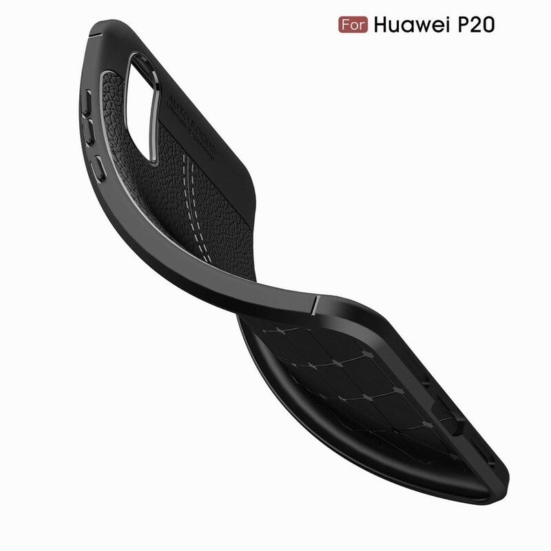 Cover Huawei P20 Dobbelt Linje Litchi Læder Effekt