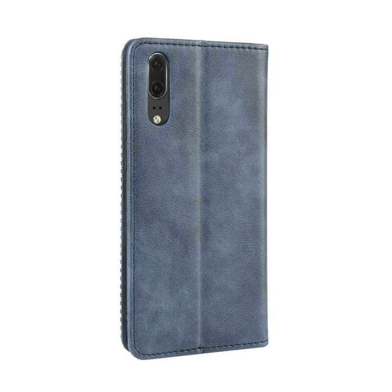 Cover Huawei P20 Flip Cover Vintage Stiliseret Lædereffekt