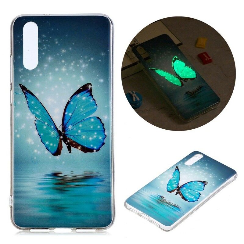 Cover Huawei P20 Fluorescerende Blå Sommerfugl