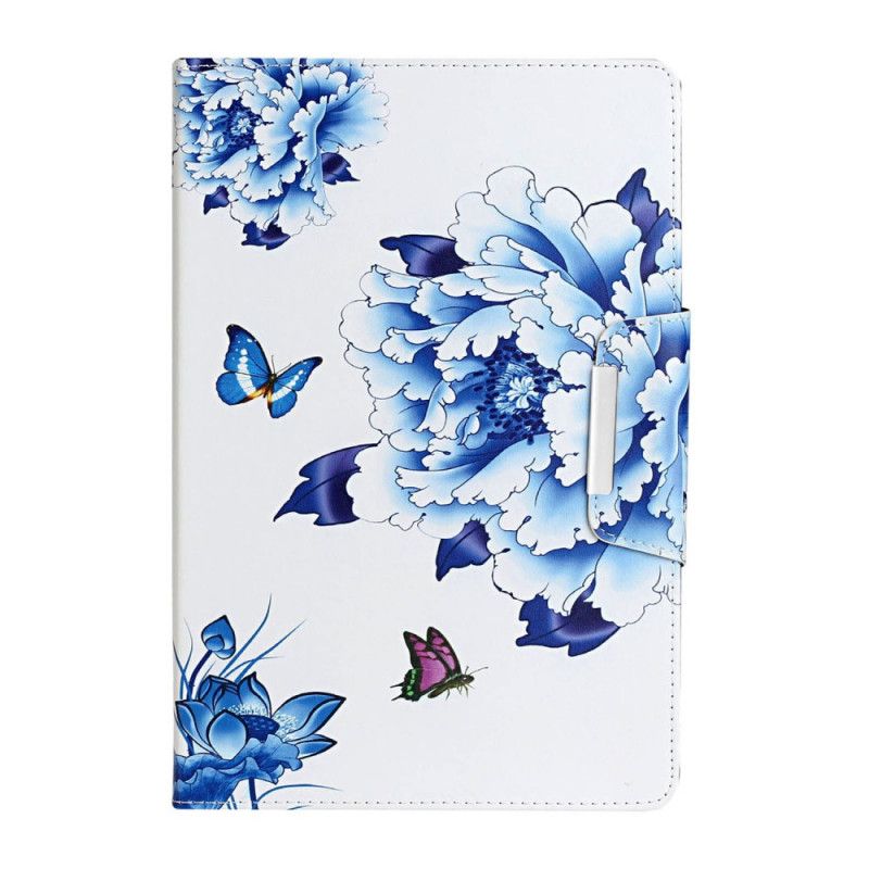 Flip Cover iPad Mini 6 (2021) Blå Blomster Og Sommerfugle