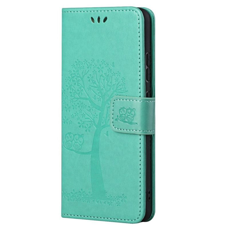 Flip Cover Xiaomi Redmi Note 11 Pro / 11 Pro 5G Med Snor Thong Træ Og Ugler