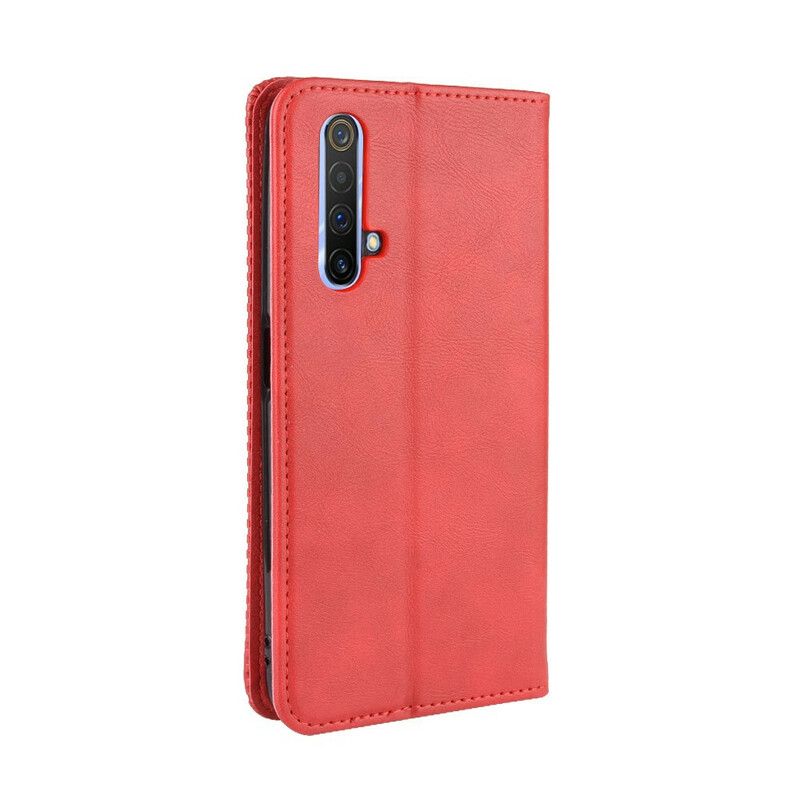 Cover Realme X50 Flip Cover Vintage Stiliseret Lædereffekt