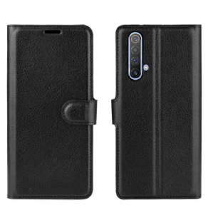 Flip Cover Realme X50 Klassisk Litchieffekt