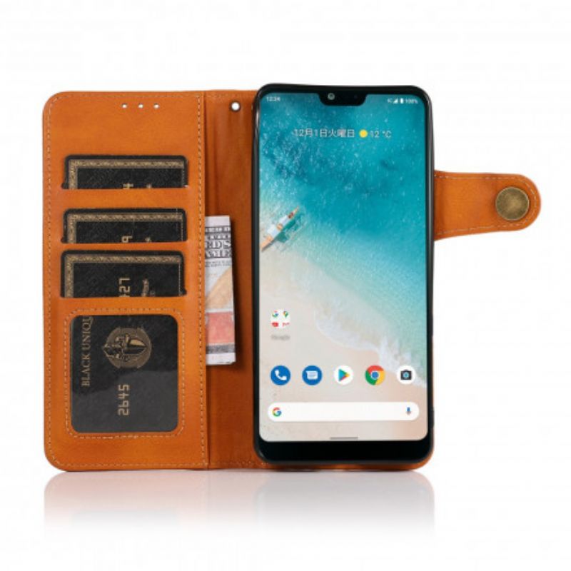 Flip Cover Moto G60S Imiteret Læderknap Khazneh