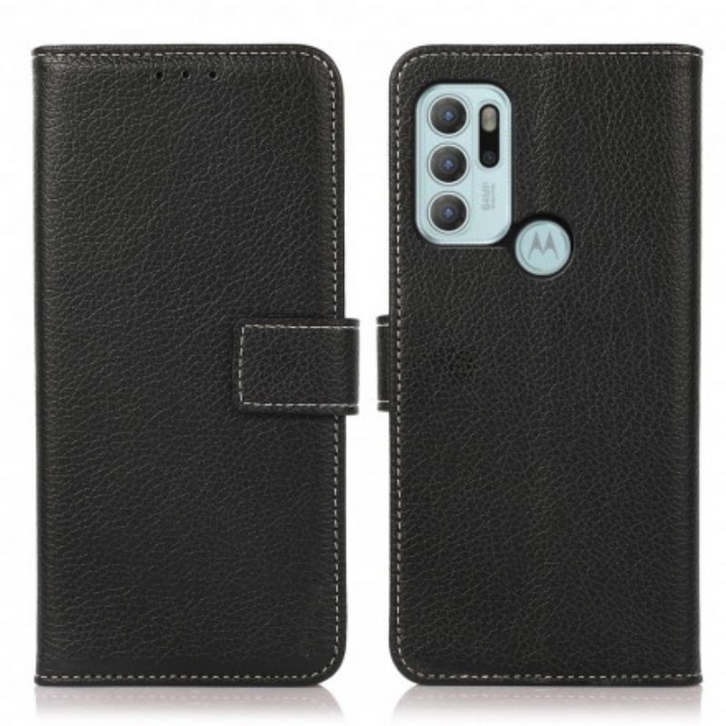 Flip Cover Moto G60S Litchi-eksponerede Sømme