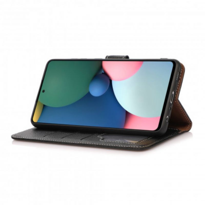 Flip Cover Moto G60S Litchi-eksponerede Sømme