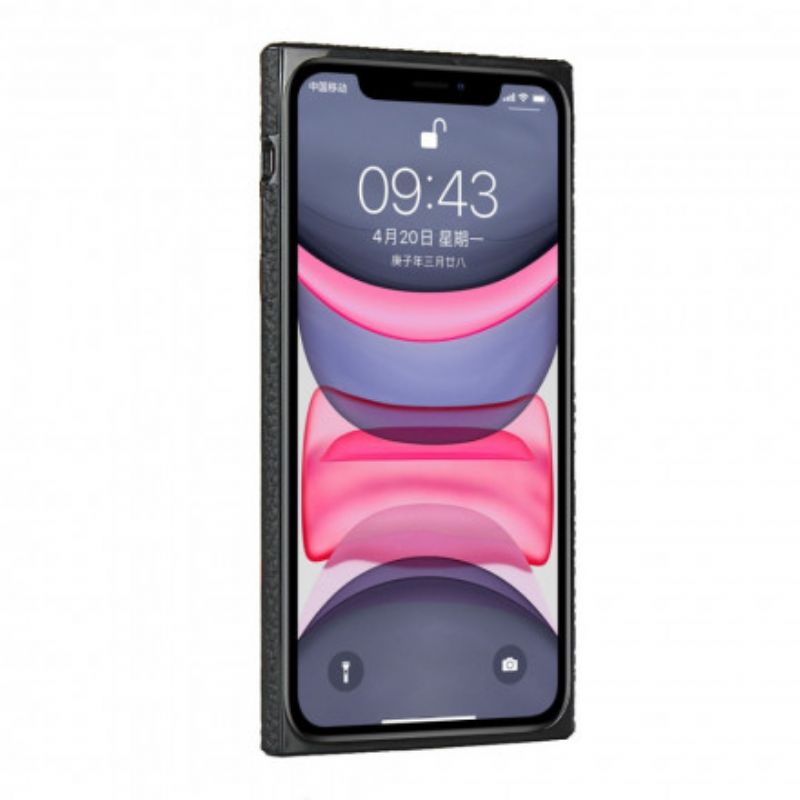 Cover iPhone 11 Ægte Litchi-læder Med Rem