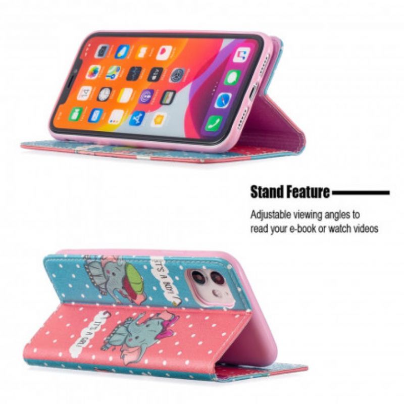 Cover iPhone 11 Flip Cover Elefanter