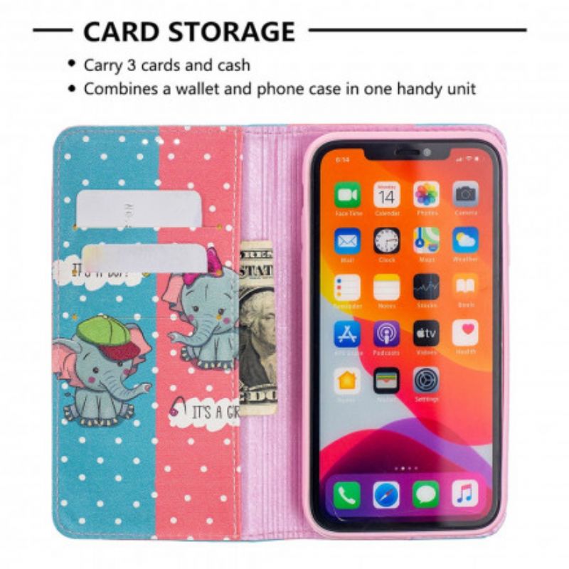 Cover iPhone 11 Flip Cover Elefanter