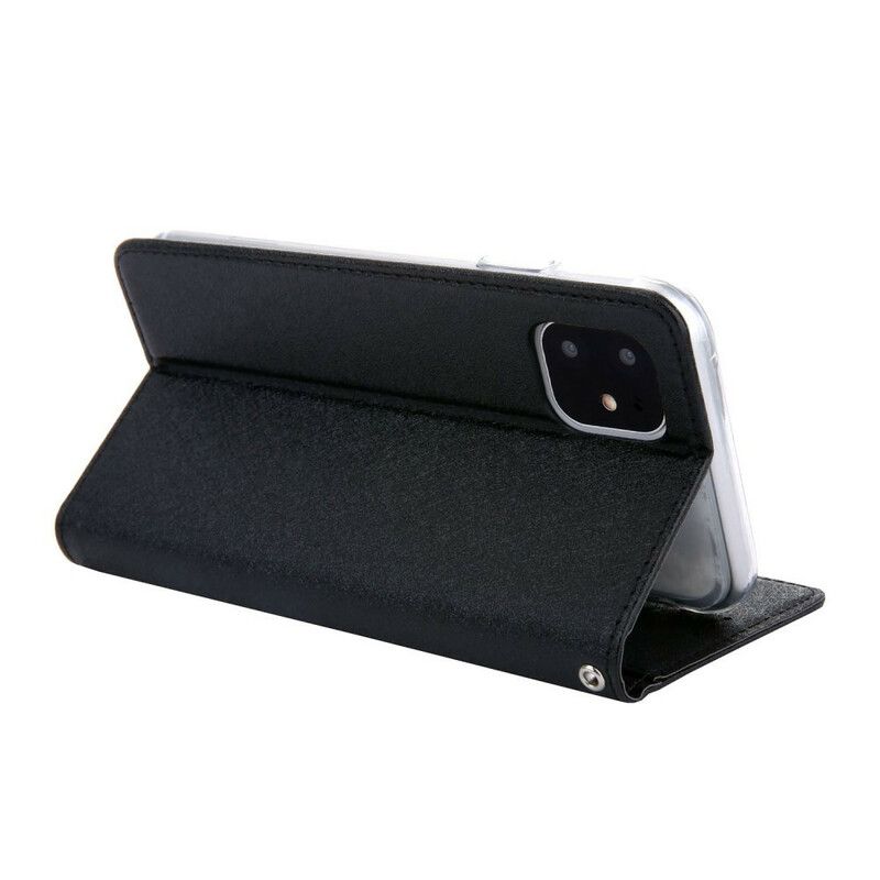 Cover iPhone 11 Flip Cover Lædereffekt Af Silketekstur