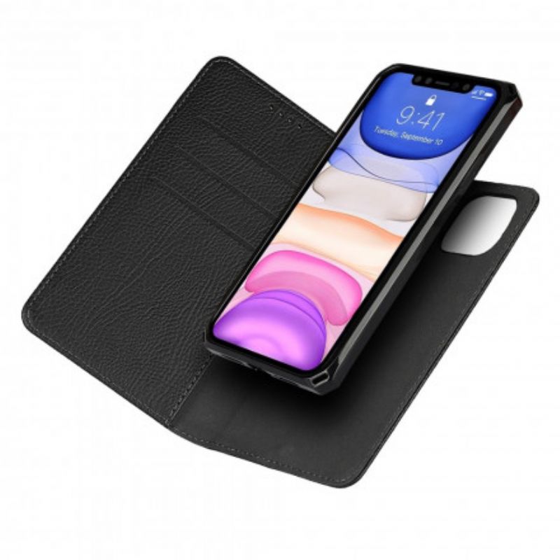 Cover iPhone 11 Med Snor Flip Cover Ægte Litchi Læderrem