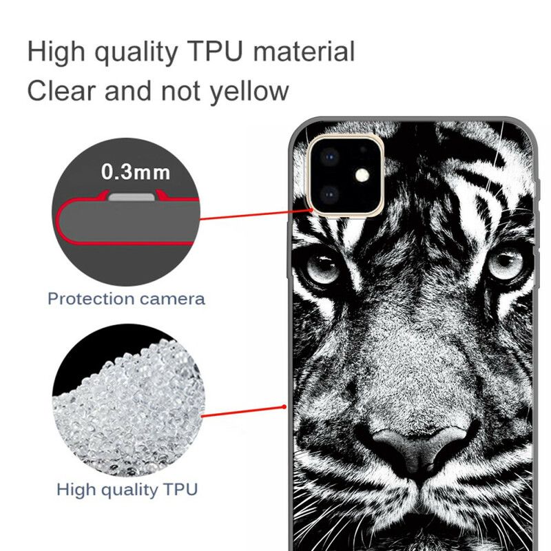 Cover iPhone 11 Sort Og Hvid Tiger