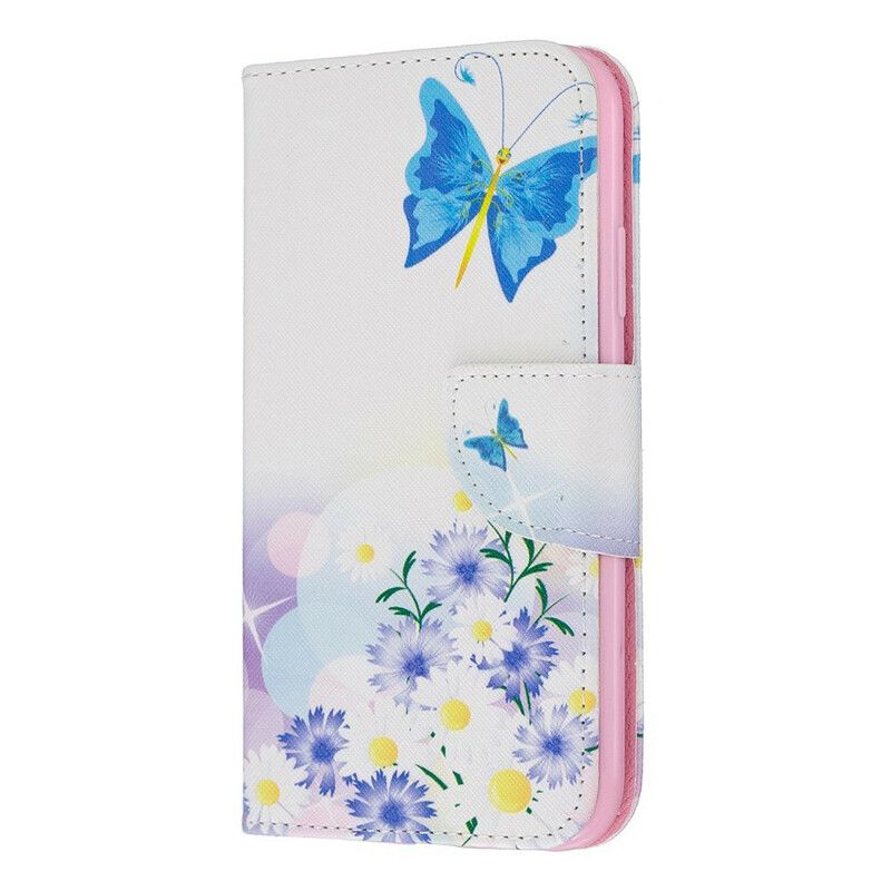 Flip Cover iPhone 11 Malede Sommerfugle Og Blomster