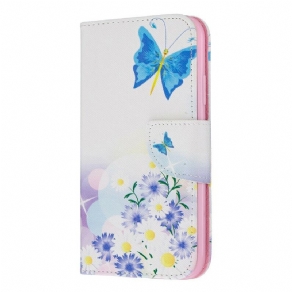 Flip Cover iPhone 11 Malede Sommerfugle Og Blomster