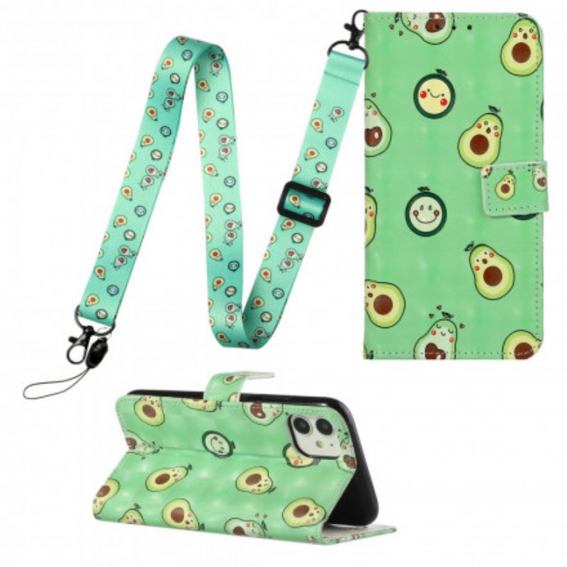 Flip Cover iPhone 11 Med Snor Avocado Justerbar Rem