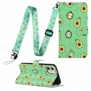 Flip Cover iPhone 11 Med Snor Avocado Justerbar Rem