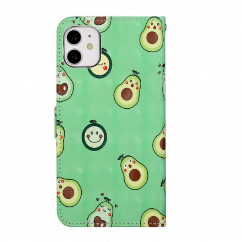 Flip Cover iPhone 11 Med Snor Avocado Justerbar Rem