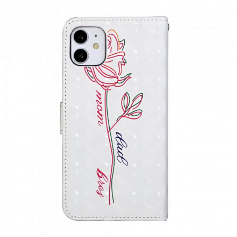 Flip Cover iPhone 11 Med Snor Blomsterjusterbar Rem