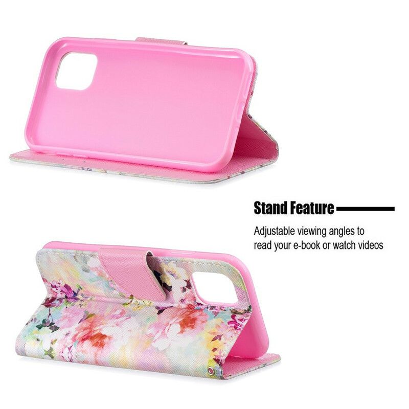 Flip Cover iPhone 11 Med Snor Fantastiske Stropblomster