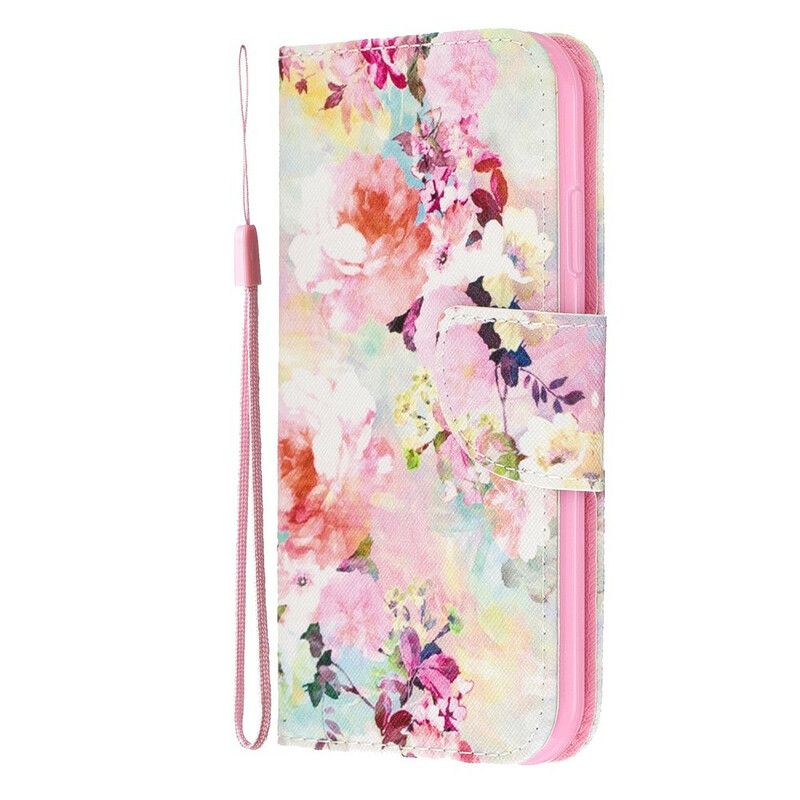 Flip Cover iPhone 11 Med Snor Fantastiske Stropblomster