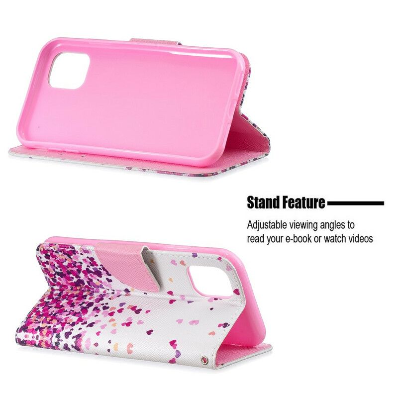 Flip Cover iPhone 11 Med Snor Flere Strappy Hearts