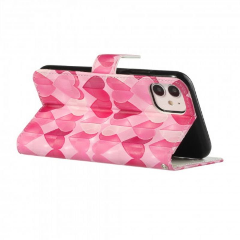 Flip Cover iPhone 11 Med Snor Justerbar Hjerterrem