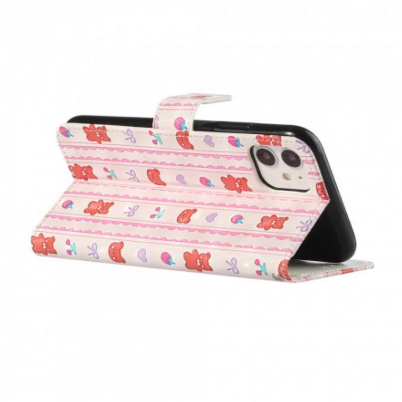 Flip Cover iPhone 11 Med Snor Justerbare Stropper