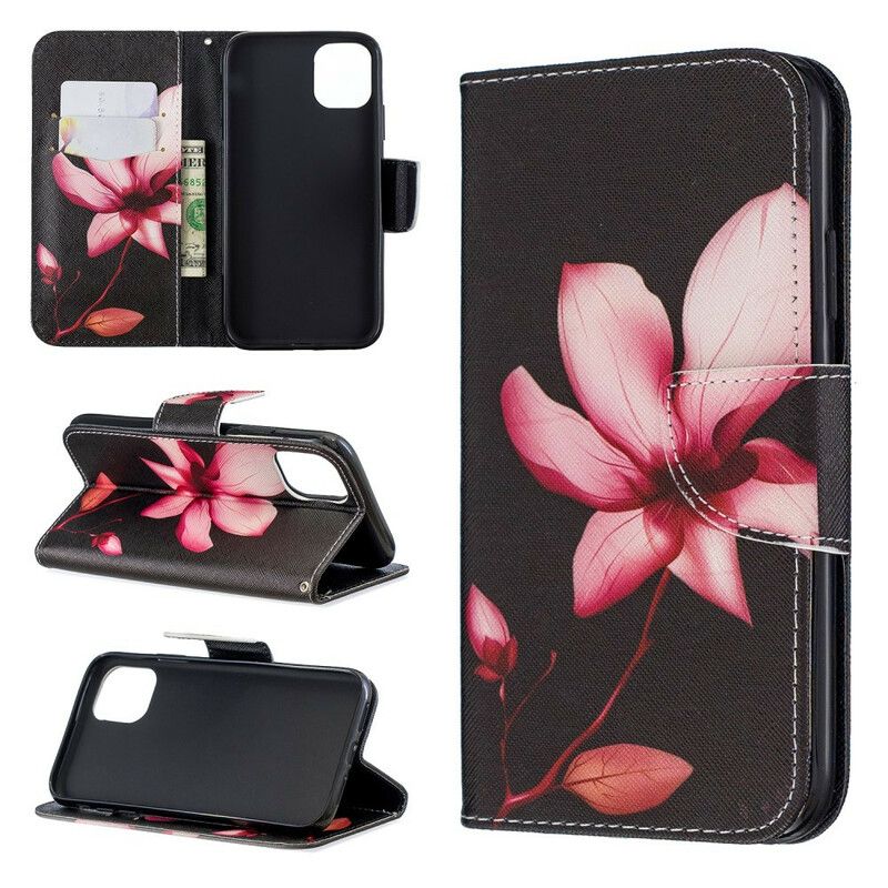 Flip Cover iPhone 11 Pink Blomst