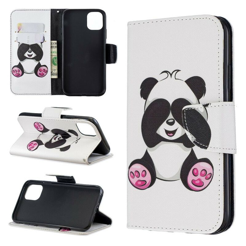 Læder Cover iPhone 11 Panda Sjov