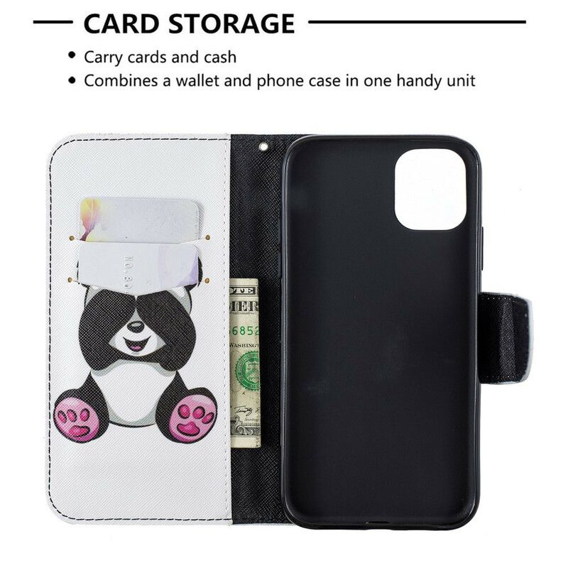 Læder Cover iPhone 11 Panda Sjov