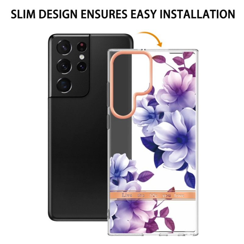 Cover Samsung Galaxy S22 Ultra 5G Blomster Lev Det Liv Du Elsker