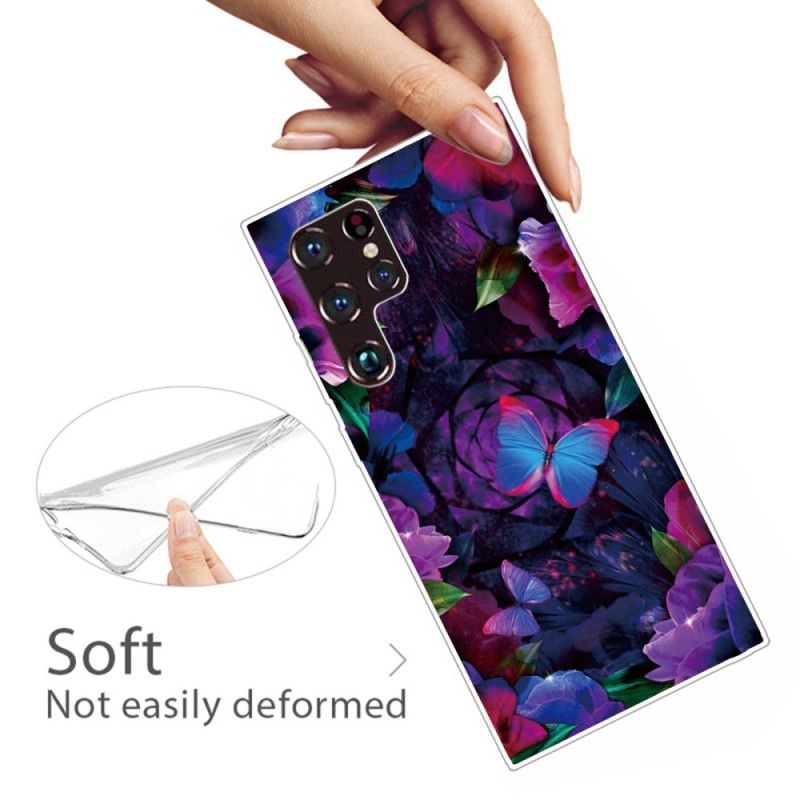 Cover Samsung Galaxy S22 Ultra 5G Farverige Sommerfugle