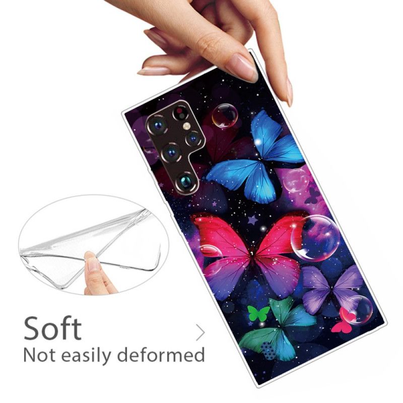 Cover Samsung Galaxy S22 Ultra 5G Fleksible Sommerfugle