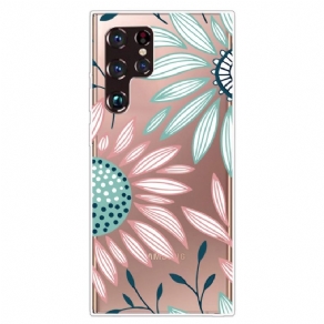 Cover Samsung Galaxy S22 Ultra 5G En Gennemsigtig Blomst