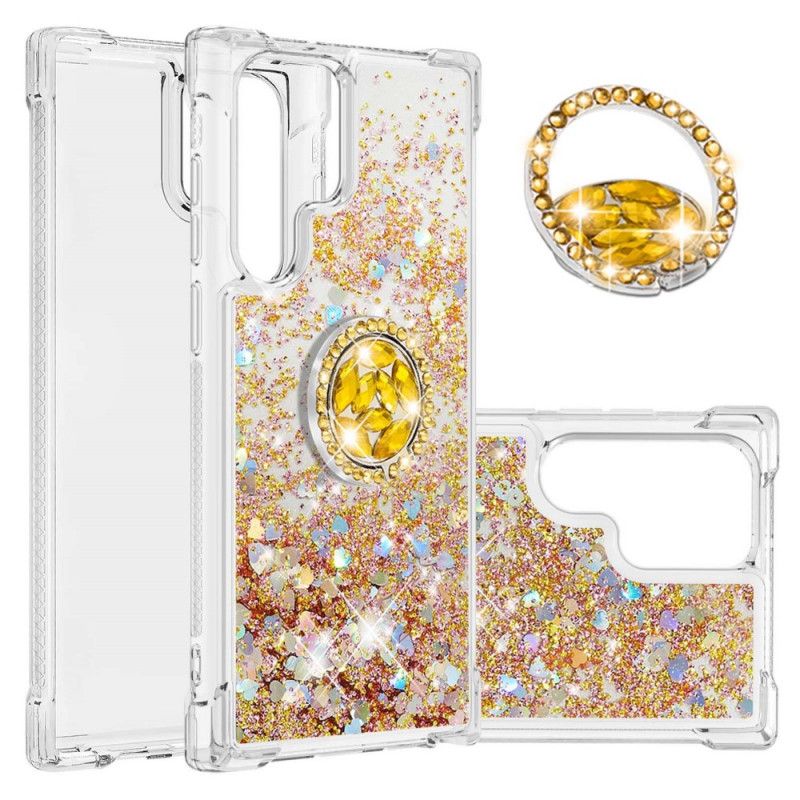 Cover Samsung Galaxy S22 Ultra 5G Glitter Ring-støtte