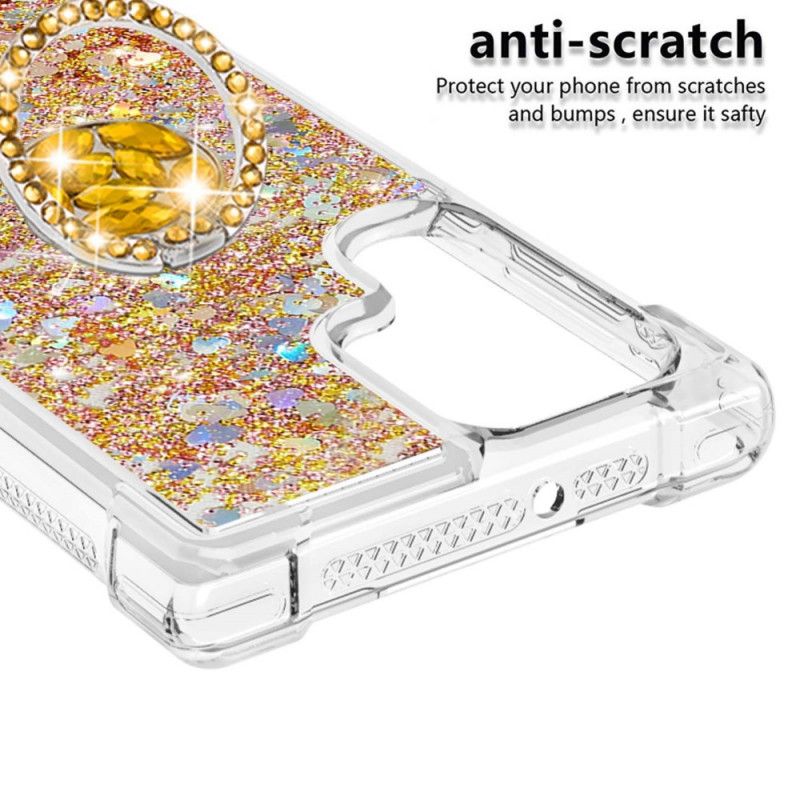 Cover Samsung Galaxy S22 Ultra 5G Glitter Ring-støtte