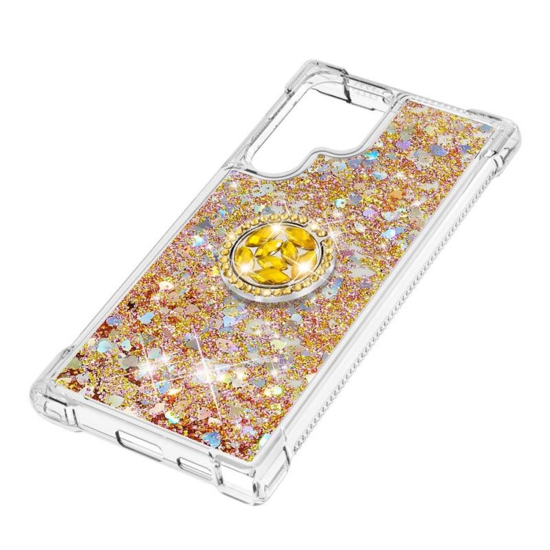 Cover Samsung Galaxy S22 Ultra 5G Glitter Ring-støtte