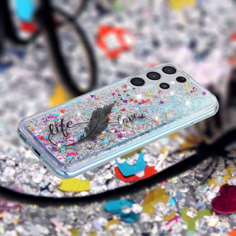 Cover Samsung Galaxy S22 Ultra 5G Liv & Kærlighed Glitter