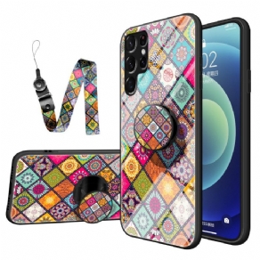 Cover Samsung Galaxy S22 Ultra 5G Magnetisk Patchworkholder