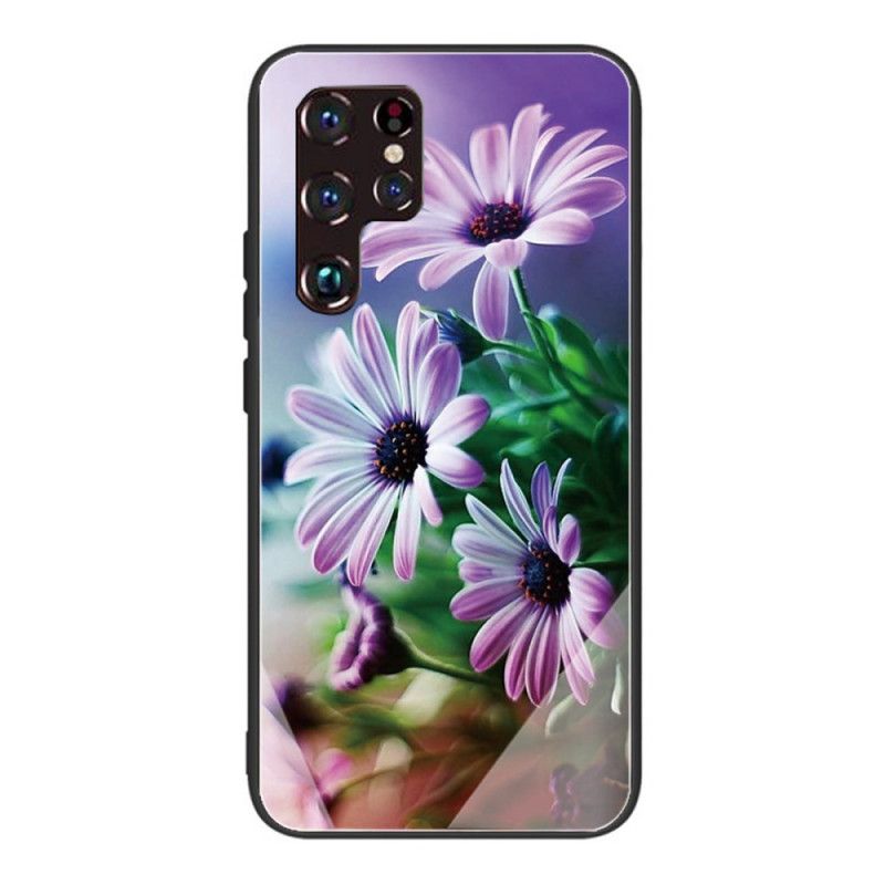 Cover Samsung Galaxy S22 Ultra 5G Realistiske Blomster I Hærdet Glas