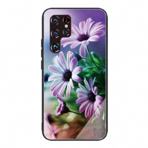 Cover Samsung Galaxy S22 Ultra 5G Realistiske Blomster I Hærdet Glas