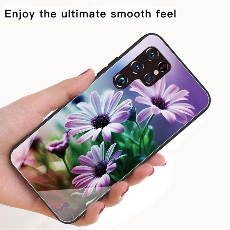 Cover Samsung Galaxy S22 Ultra 5G Realistiske Blomster I Hærdet Glas