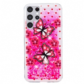 Cover Samsung Galaxy S22 Ultra 5G Sommerfugle Pailletter