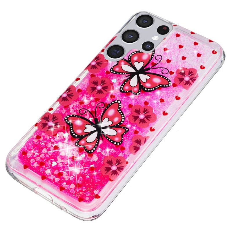 Cover Samsung Galaxy S22 Ultra 5G Sommerfugle Pailletter